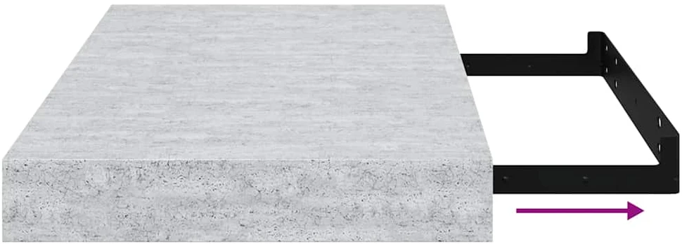 Pakabinamos sieninės lentynos, 2vnt., pilkos, 40x23x3,8cm, MDF
