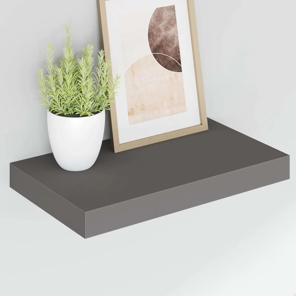 Pakabinamos sieninės lentynos, 2vnt., pilkos, 40x23x3,8cm, MDF