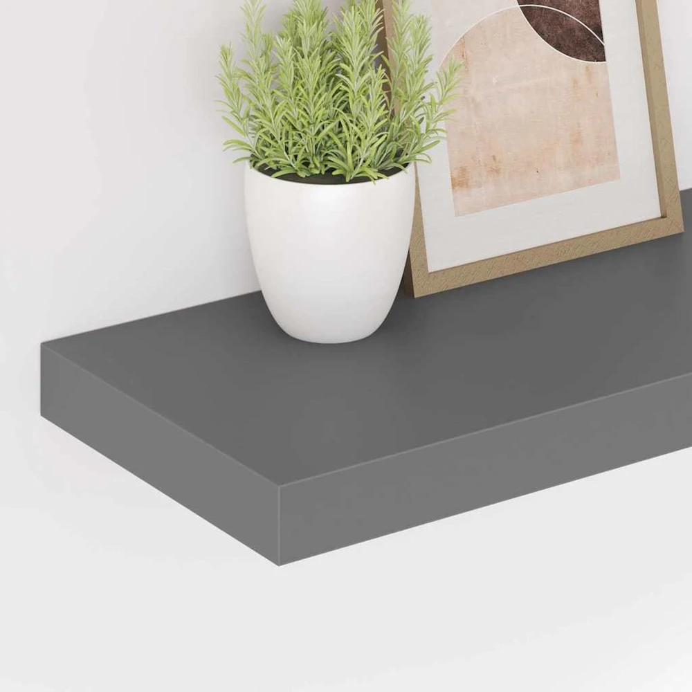 Pakabinamos sieninės lentynos, 2vnt., pilkos, 50x23x3,8cm, MDF