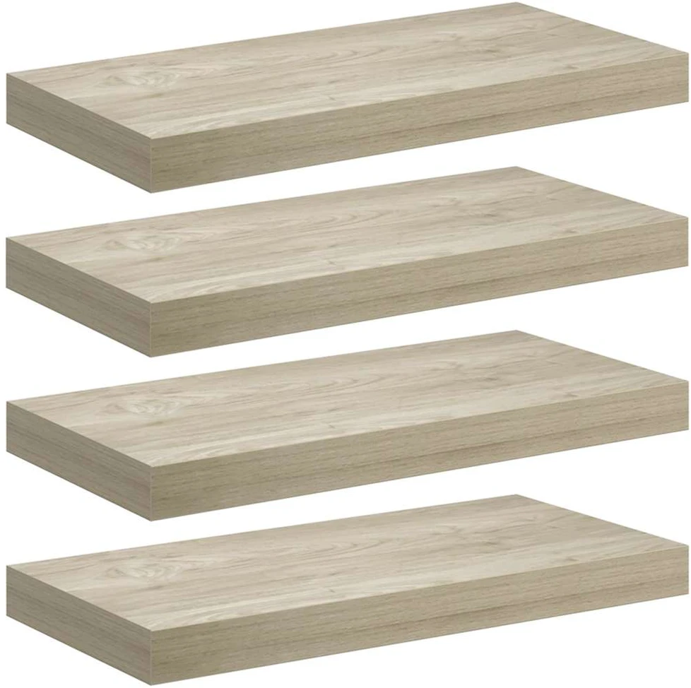 Pakabinamos sieninės lentynos, 4vnt., ąžuolo, 50x23x3,8cm, MDF
