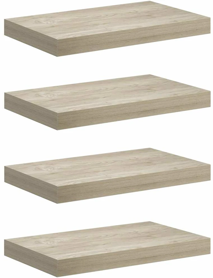 Pakabinamos sieninės lentynos, 4vnt., ąžuolo, 40x23x3,8cm, MDF