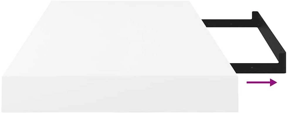 Pakabinamos sieninės lentynos, 4vnt., baltos, 50x23x3,8cm, MDF