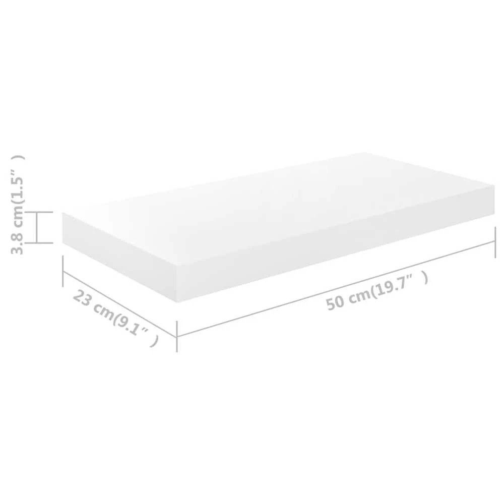 Pakabinamos sieninės lentynos, 4vnt., baltos, 50x23x3,8cm, MDF