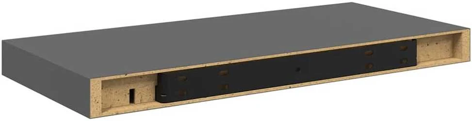 Pakabinamos sieninės lentynos, 4vnt., pilkos, 50x23x3,8cm, MDF