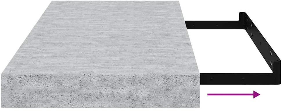 Pakabinamos sieninės lentynos, 4vnt., pilkos, 50x23x3,8cm, MDF