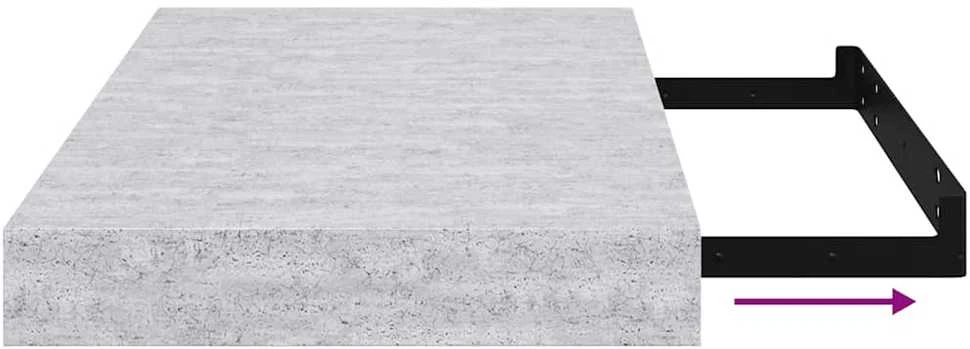 Pakabinamos sieninės lentynos, 4vnt., pilkos, 40x23x3,8cm, MDF