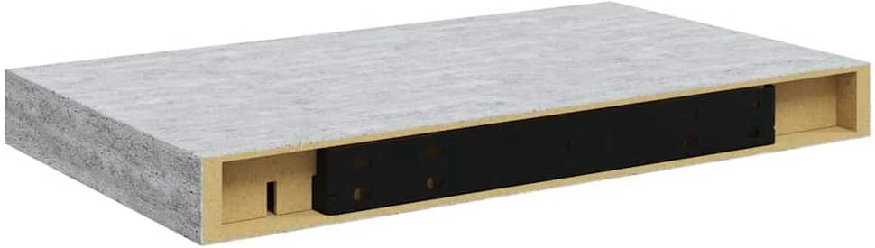 Pakabinamos sieninės lentynos, 4vnt., pilkos, 40x23x3,8cm, MDF
