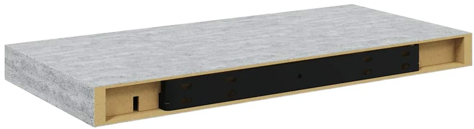 Pakabinamos sieninės lentynos, 4vnt., pilkos, 50x23x3,8cm, MDF