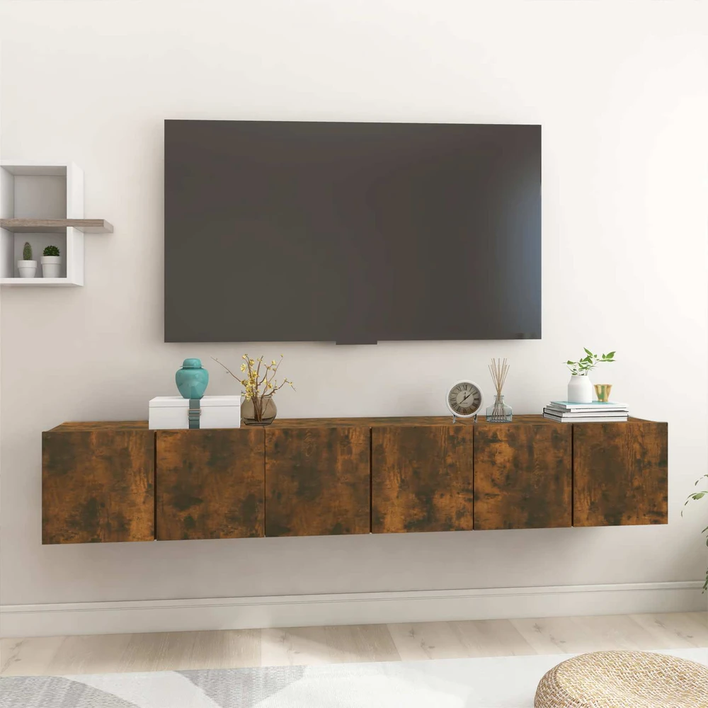 TV staliukas Pakabinamos televizoriaus spintelės, 3vnt., ąžuolo, 60x30x30cm