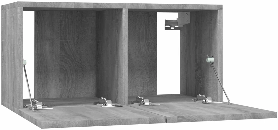 TV staliukas Pakabinamos TV spintelės, 3vnt., pilkos, 60x30x30cm, mediena