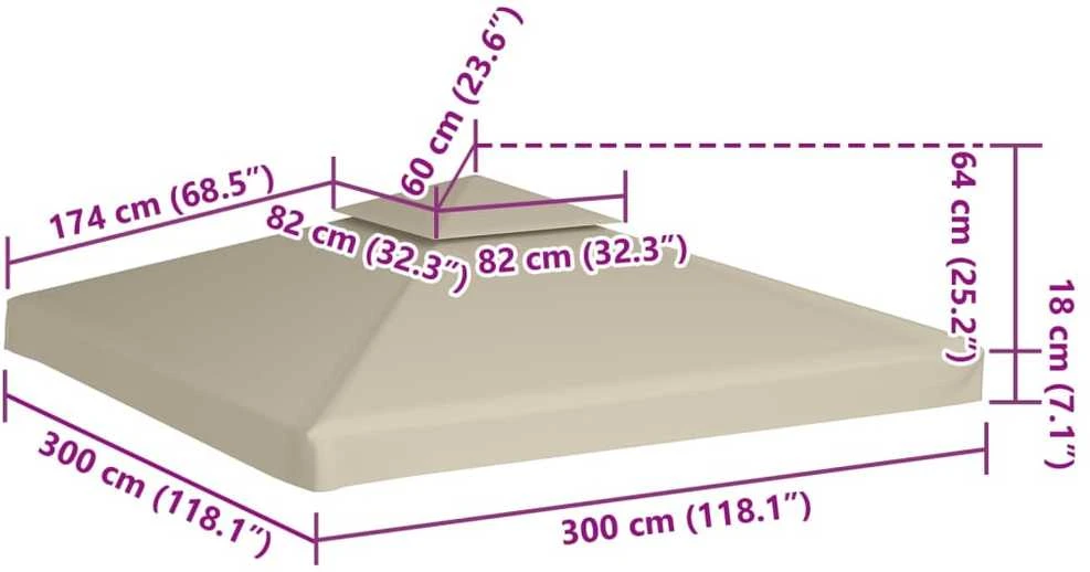 Pakait. pavėsinės uždangalas, 310g/m², žalios sp., 3x3m
