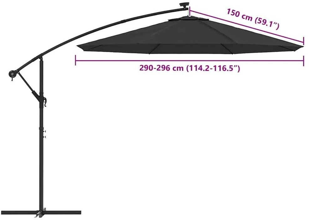 Pakaitinis audinys gembiniam skėčiui, juodos spalvos, 300cm