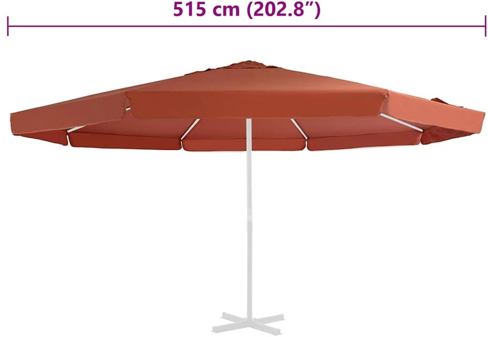 Pakaitinis audinys lauko skėčiui nuo saulės, terakota, 500cm