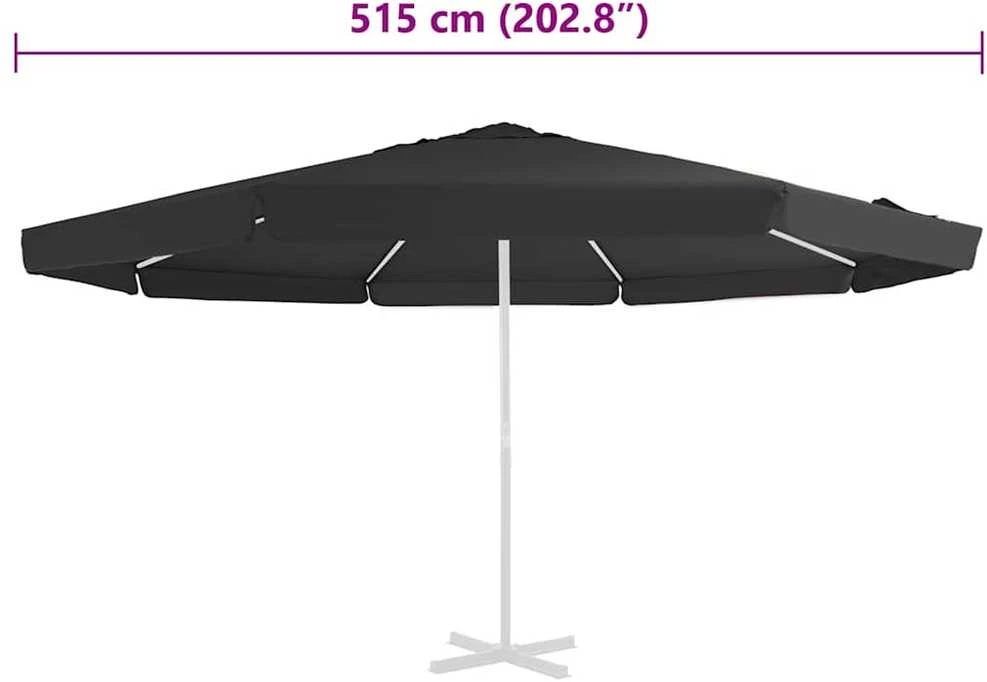 Pakaitinis audinys lauko skėčiui nuo saulės, juodas, 500cm