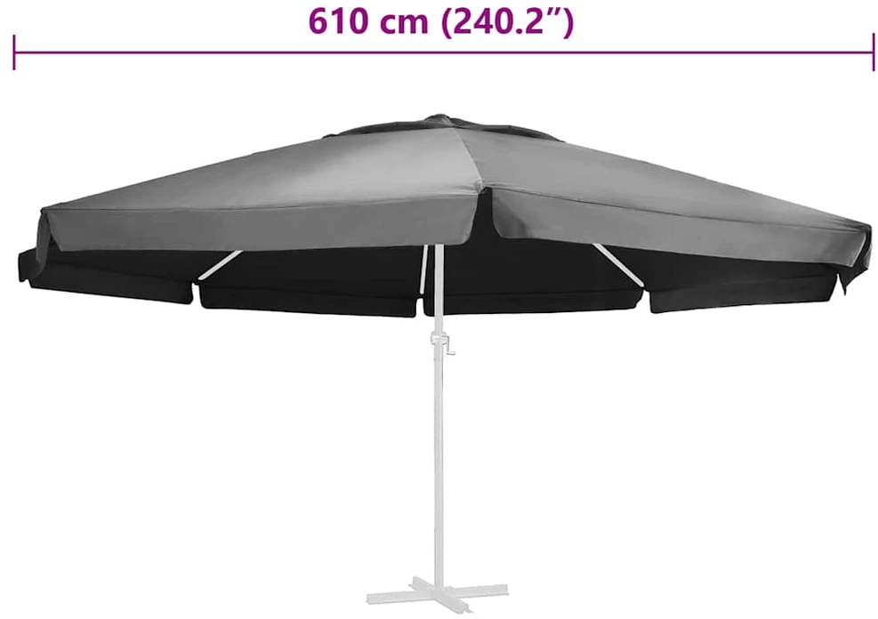Pakaitinis audinys lauko skėčiui nuo saulės, antracito, 600cm