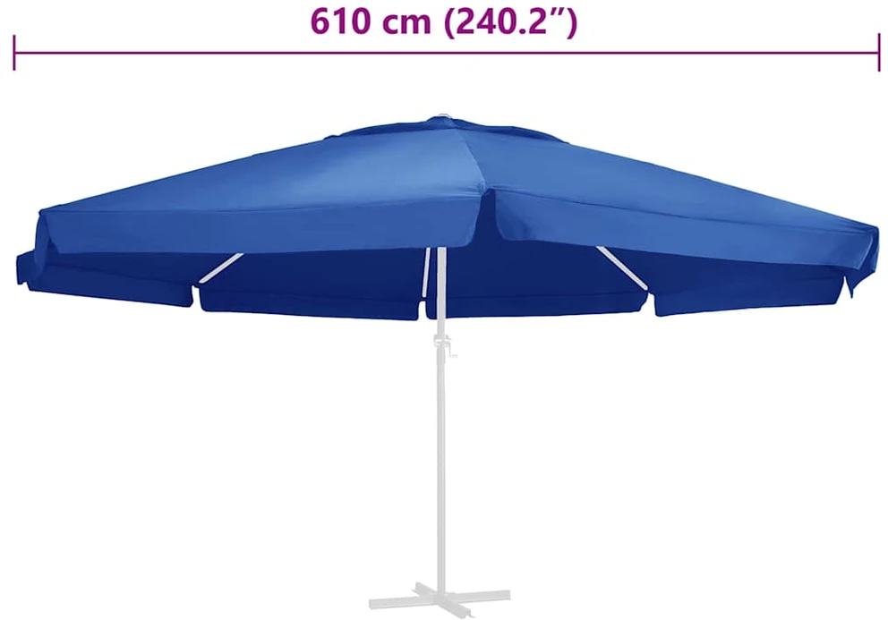 Pakaitinis audinys lauko skėčiui nuo saulės, mėlynas, 610cm