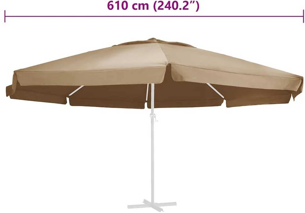 Pakaitinis audinys lauko skėčiui nuo saulės, taupe, 600cm