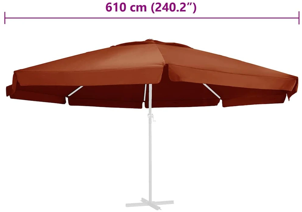 Pakaitinis audinys lauko skėčiui nuo saulės, terakota, 610cm