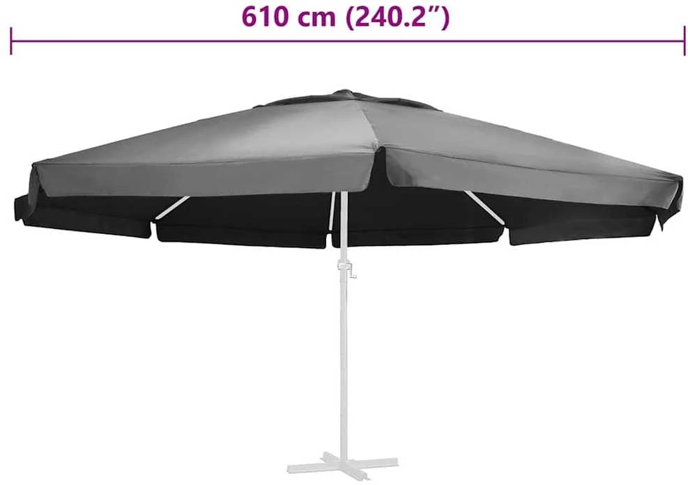 Pakaitinis audinys lauko skėčiui nuo saulės, antracito, 600cm
