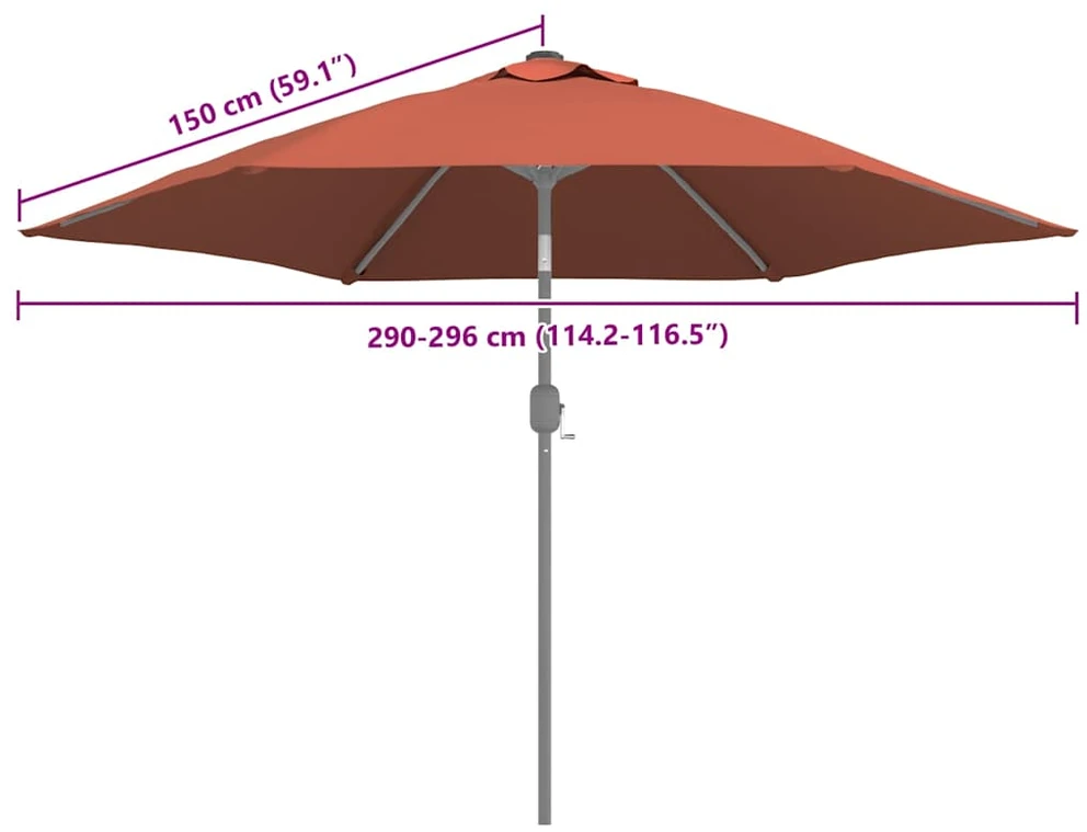 Pakaitinis audinys lauko skėčiui nuo saulės, terakota, 300cm