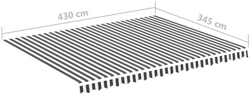 Pakaitinis audinys markizei, antracito ir baltos spalvos, 4,5x3,5m