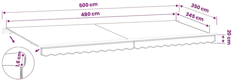 Pakaitinis audinys markizei, kreminės spalvos, 5x3,5m