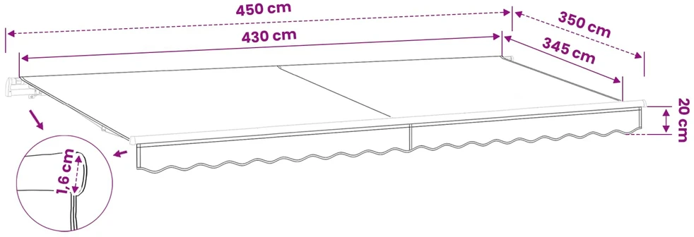Pakaitinis audinys markizei, kreminės spalvos, 4,5x3,5m