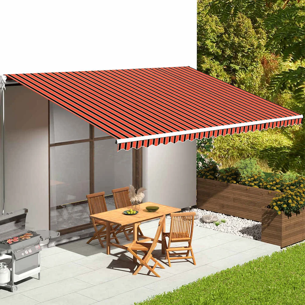 Pakaitinis audinys markizei, oranžinė ir rudos spalvos, 600x350 cm, poliesteris