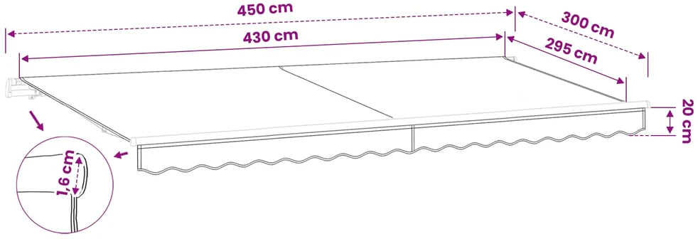Markizės uždangalas, antracito spalvos, 450x300cm