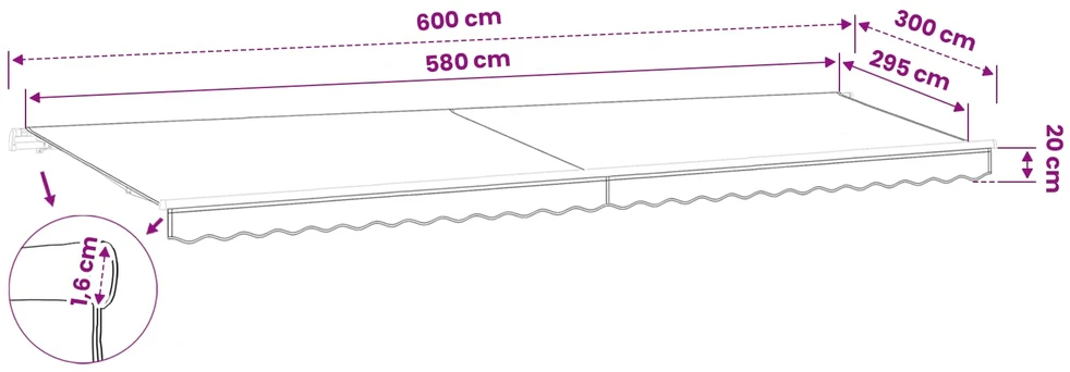 Markizės uždangalas, antracito spalvos, 600x300cm
