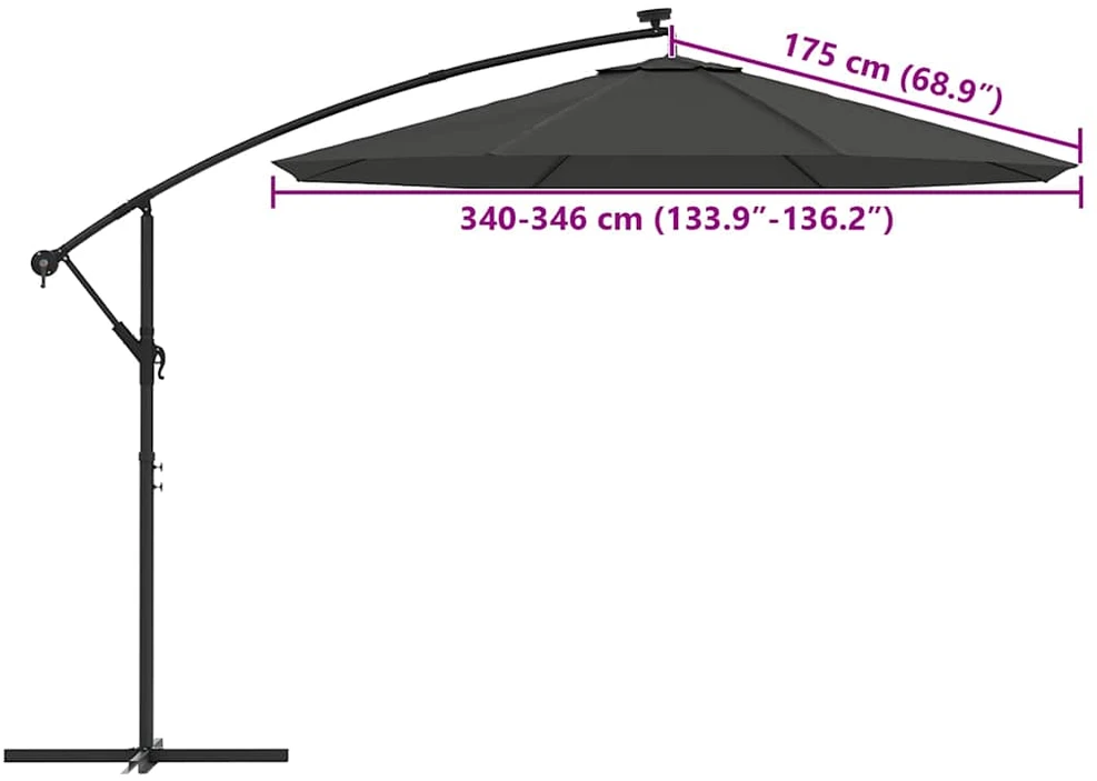 Pakaitinis audinys gembiniam skėčiui, antracito spalvos, 350cm