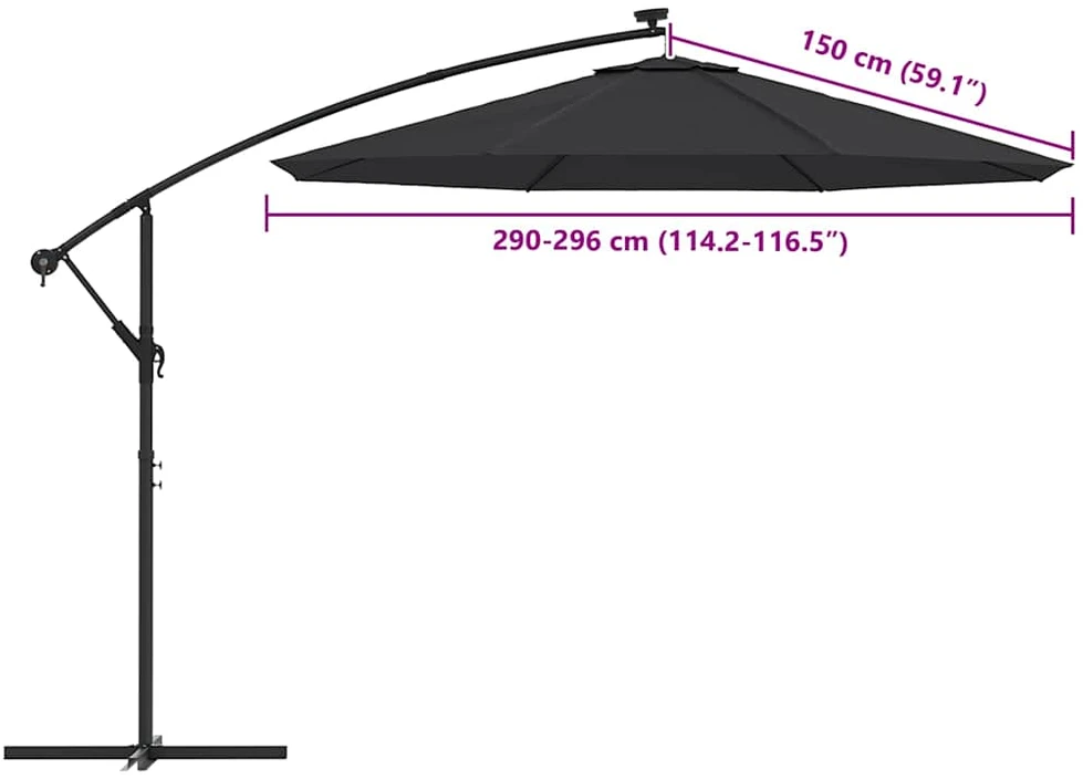 Pakaitinis audinys gembiniam skėčiui, juodos spalvos, 300cm
