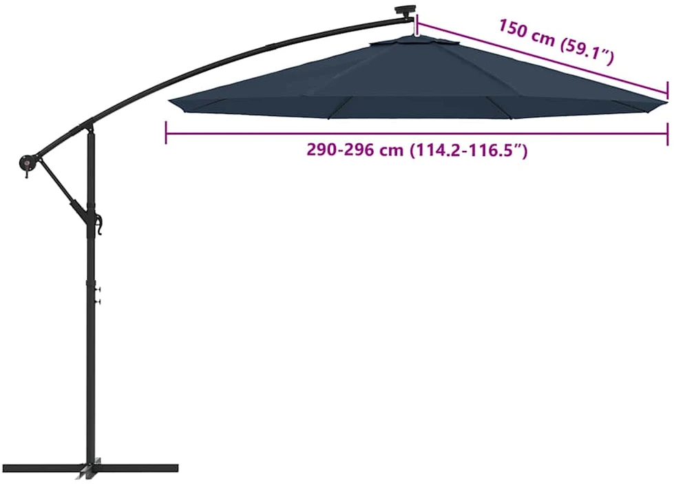 Pakaitinis audinys gembiniam skėčiui, mėlynos spalvos, 300cm