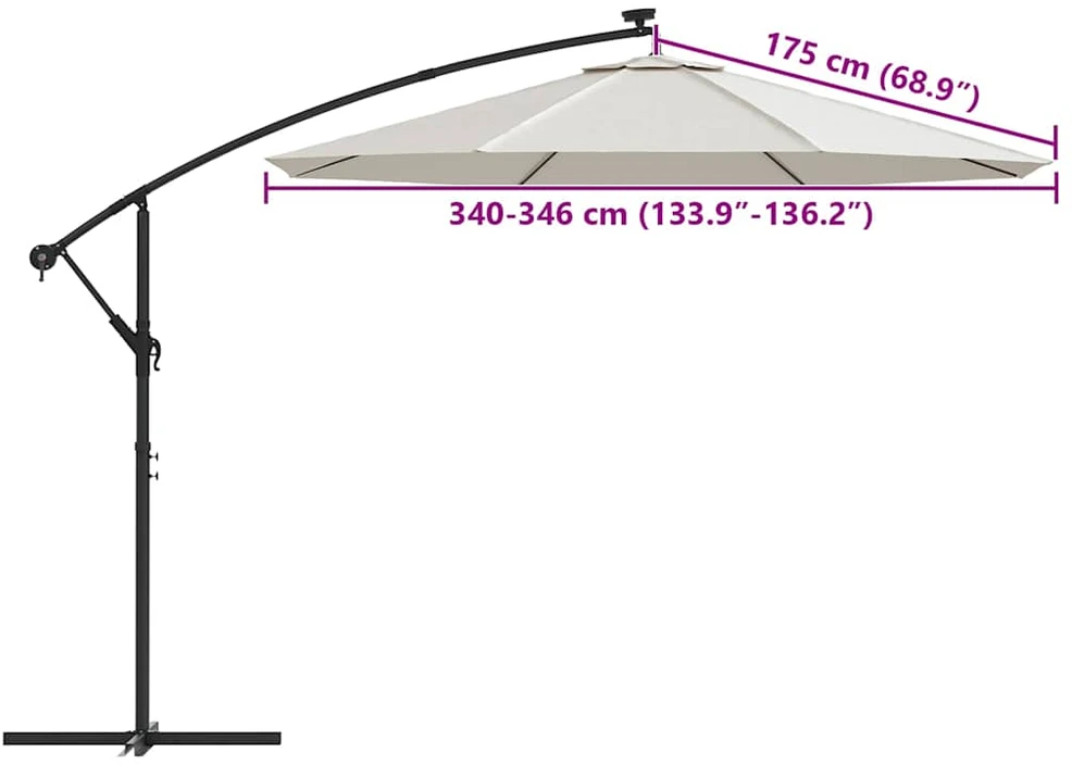 Pakaitinis audinys gembiniam skėčiui, smėlio baltas, 350cm