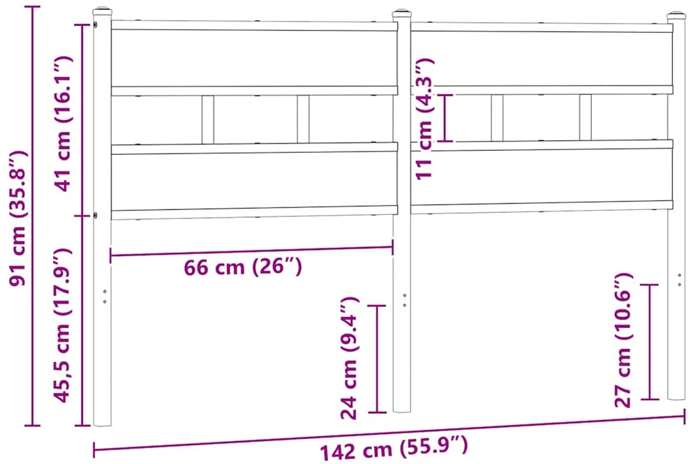 Galvūgalis, ąžuolo spalvos, 135cm, geležis ir apdirbta mediena