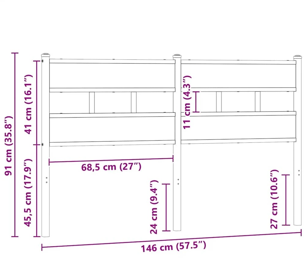 Pakaitinis galvūgalis, ąžuolo spalvos, 140cm, geležis ir apdirbta mediena