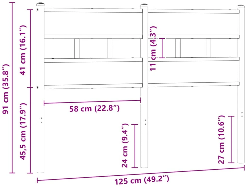 Galvūgalis, dūminio ąžuolo spalvos, 120cm, geležis ir mediena