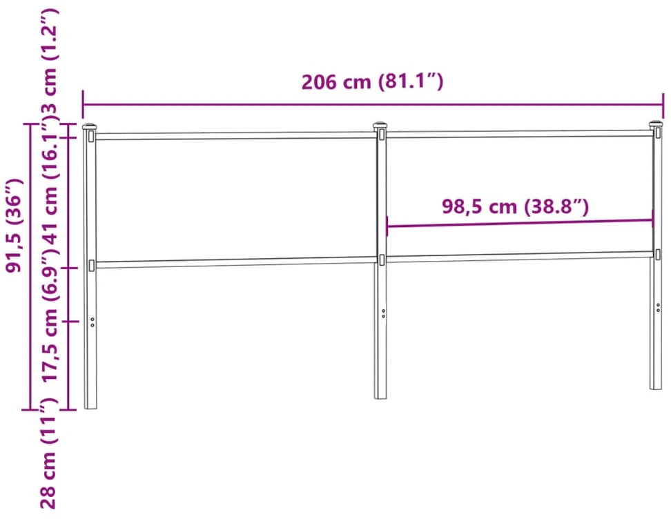 Pakaitinis galvūgalis, ruda ąžuolo spalvos, 200cm, mediena ir plienas