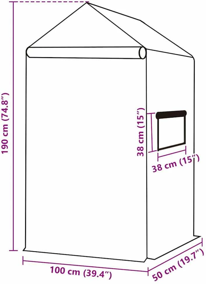 Pakaitinis šiltnamio apdangalas (0,5m²), žalias, 50x100x190cm