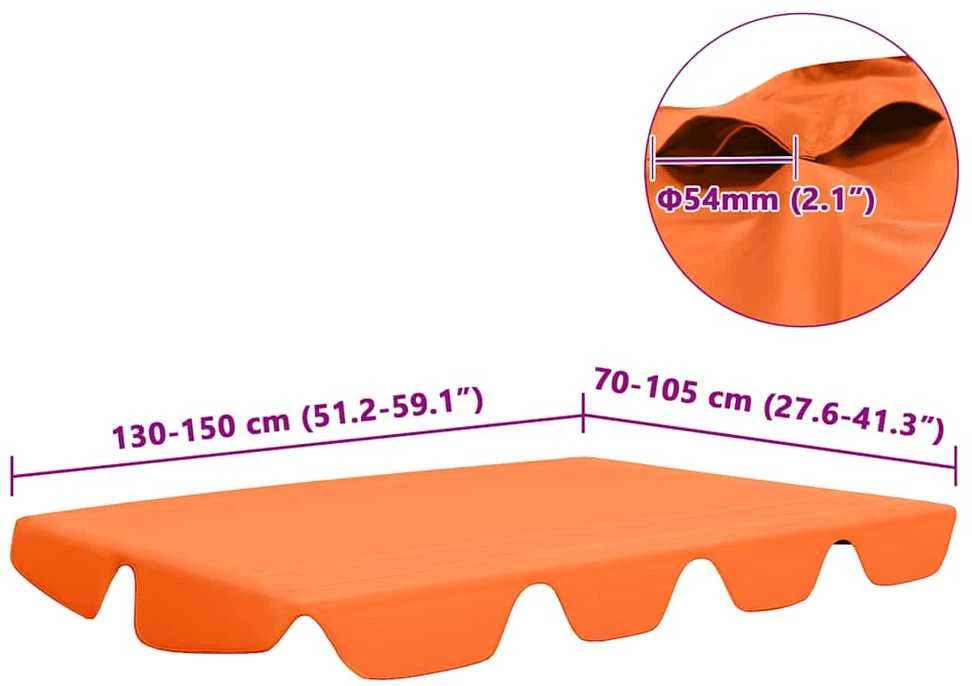Pakaitinis skliautas sodo sūpynėms, oranžinis, 150/130x105/70cm