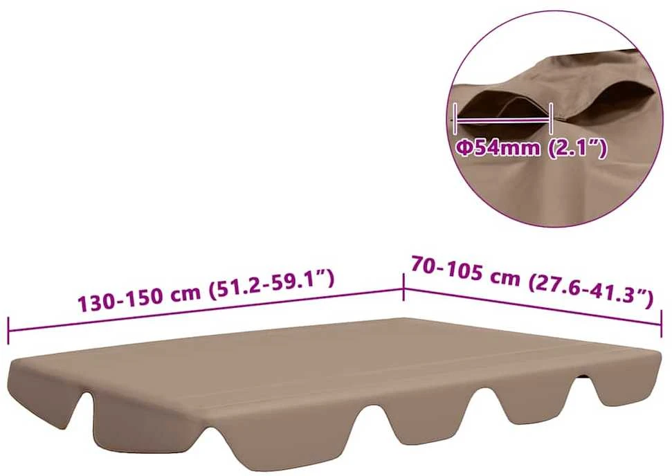 Pakaitinis skliautas sodo sūpynėms, taupe, 150/130x105/70cm