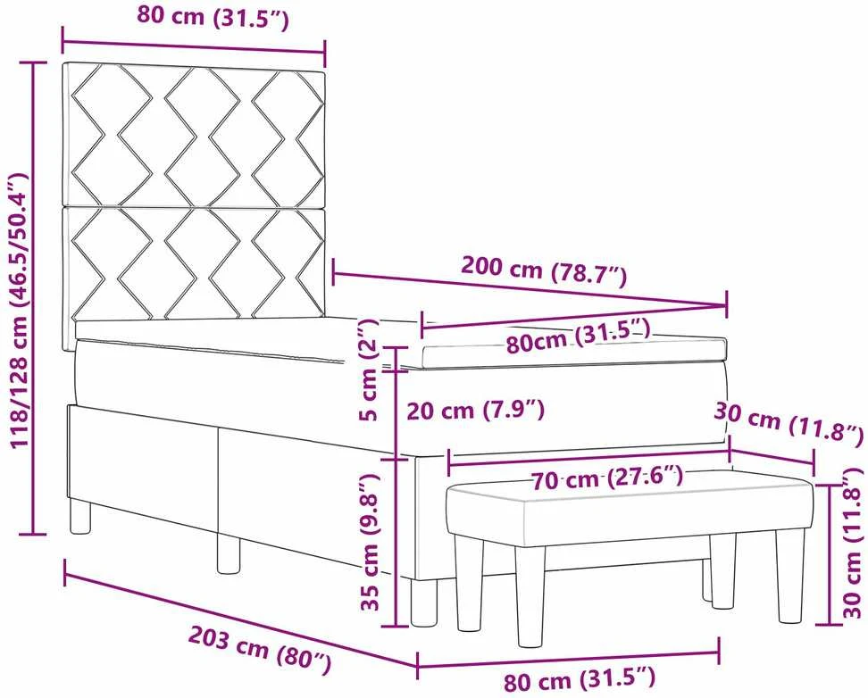 Kiemas lova su galvūgalio Tortora 80 x 200 cm audinys