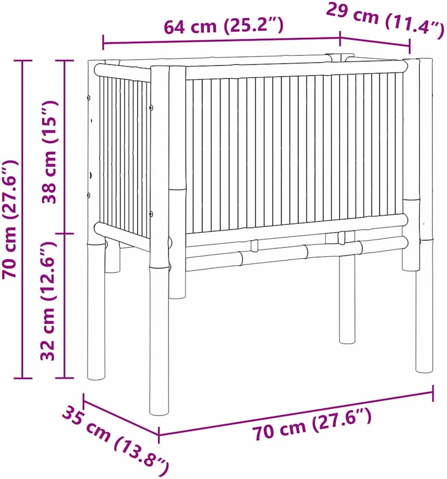 Pakelta lova Ruda 70 x 35 x 70 cm Bambukas