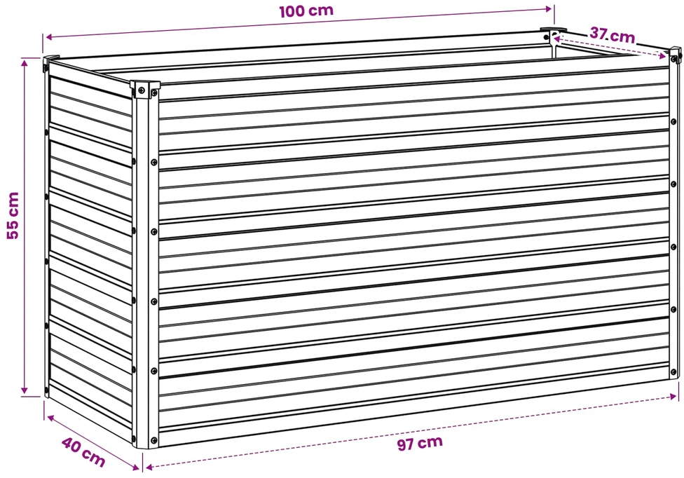 Pakelta sodo lova Antracito 100 x 40 x 55 cm