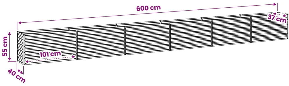 Pakelta sodo lova Antracito 600 x 40 x 55 cm