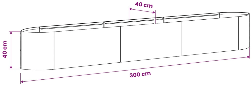 Pakelta sodo lova Galvanizuotas plienas 300 x 40 x 40 cm