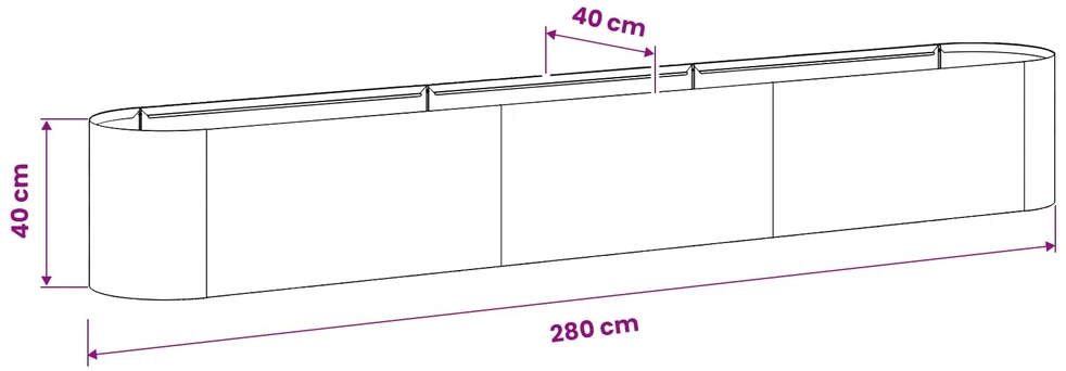 Pakelta sodo lova Galvanizuotas plienas 280 x 40 x 40 cm