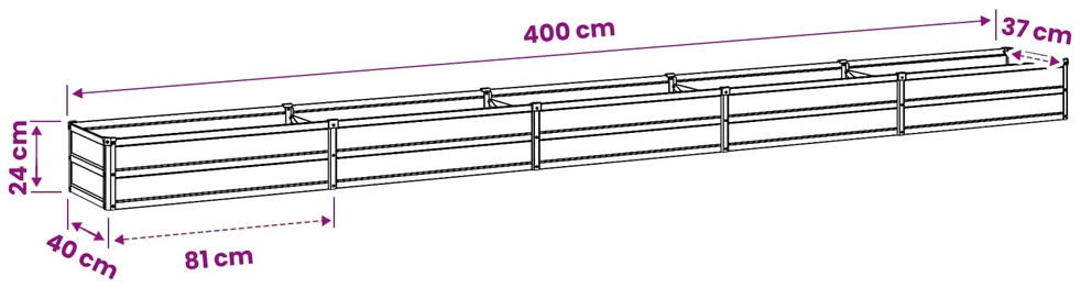 Pakelta sodo lova Ivory 400 x 40 x 24 cm