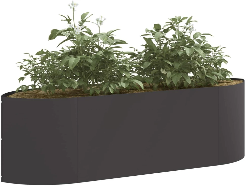 Pakelta sodo lova Juoda 140 x 40 x 40 cm Plienas