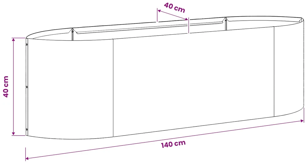 Pakelta sodo lova Juoda 140 x 40 x 40 cm Plienas